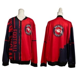 Men’s New England Football Red and Blue Zip Up Activewear Jacket XXL